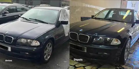 Antes e depois do detalhe exterior num BMW Série 3